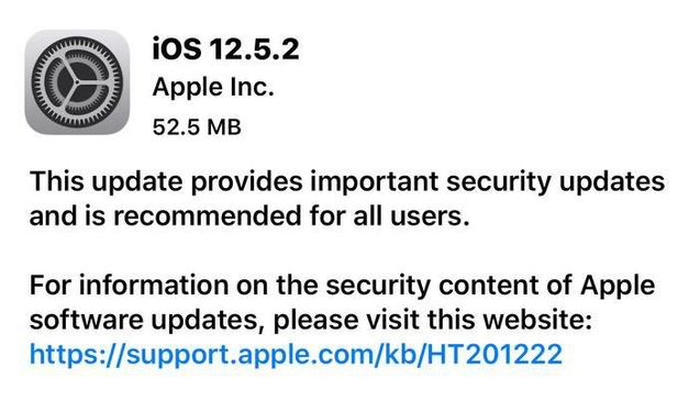 遂昌苹果手机维修分享iOS12.5.2发布，建议所有老苹果用户安装 